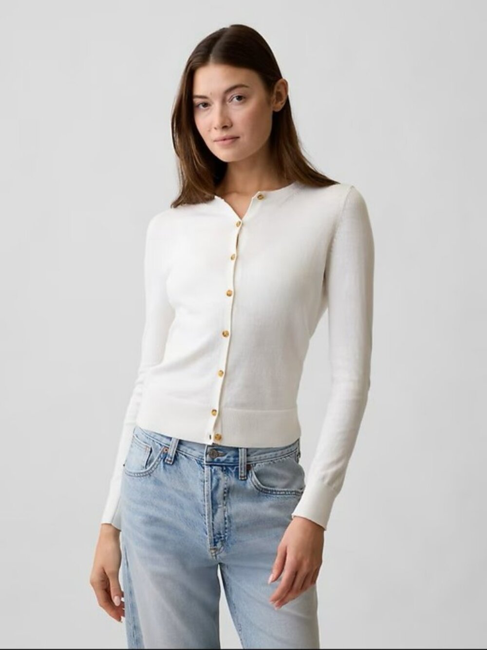 NWT Gap Factory Crewneck Long Sleeve Button Down Cardigan Sweater Small